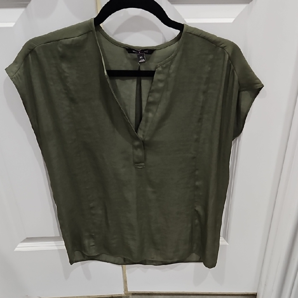 Banana Republic Olive Green V-Neck Blouse